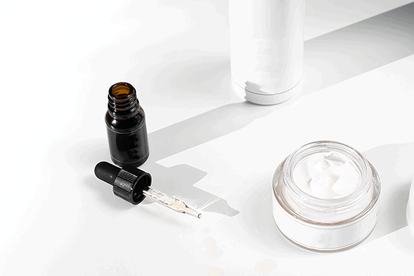 Skincare products on a white background