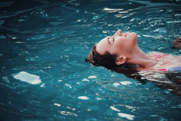 woman in pool